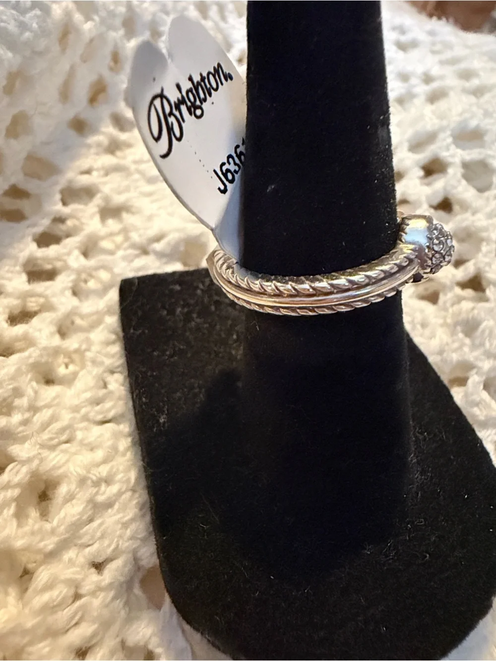 Brighton Silver Crystal Pave Disc Stackable Ring - Picture 8 of 12
